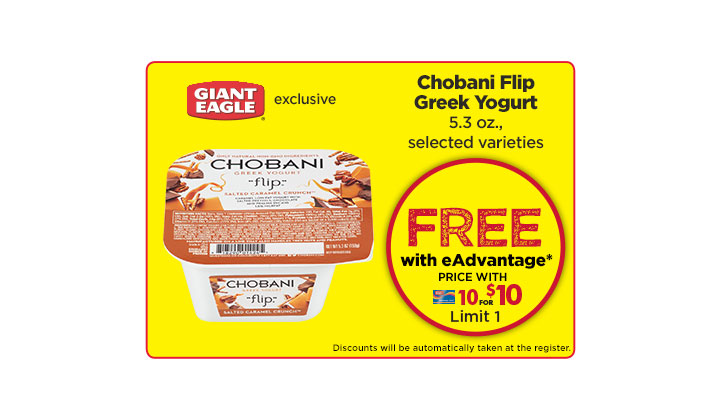 FREE Chobani Flip Greek Yogurt at Giant Eagle (US Only)