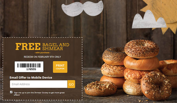 Free Bagel and Shmear Just for Signing Up
